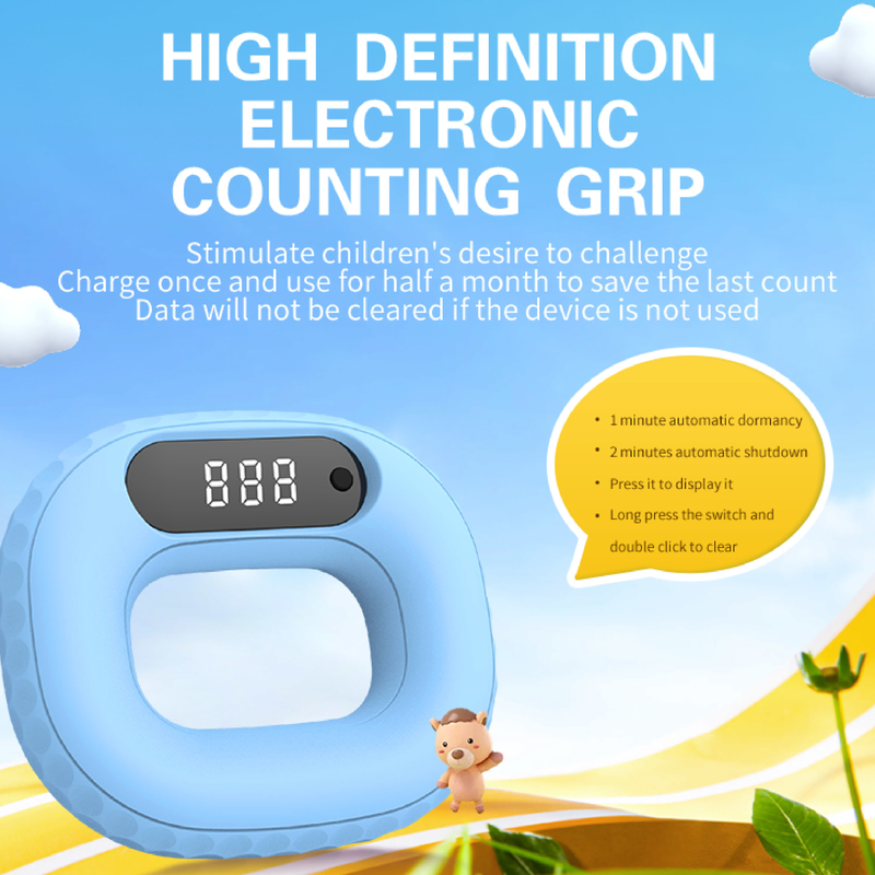 Multi-Functional Fitness Grip Training Finger Strength Grip Wrist Strength Electronic Counting Ring Rechargeable